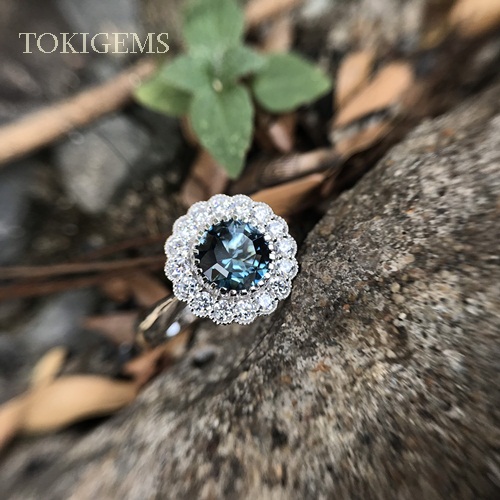 NHẪN VÀNG TRẮNG ĐÁ CHỦ TOPAZ XANH